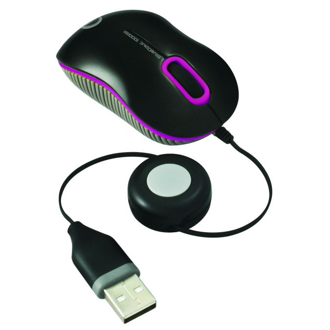 CLiPtec® Mini Retractable 2 Button 1000Dpi Optical Mouse - Pink