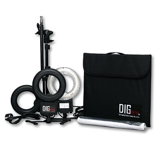 DigPro 60cm Lighting Studio Cube with 3 x 28W Photographic Studio Ring with Boom/Stands & Smart Accessories Kit