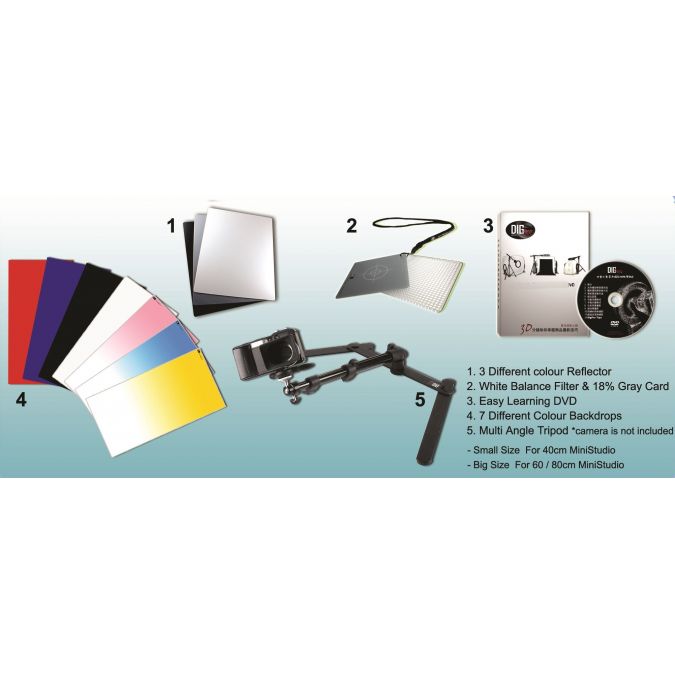 DigPro 60cm Lighting Studio Cube with 3 x 28W Photographic Studio Ring with Boom/Stands & Smart Accessories Kit