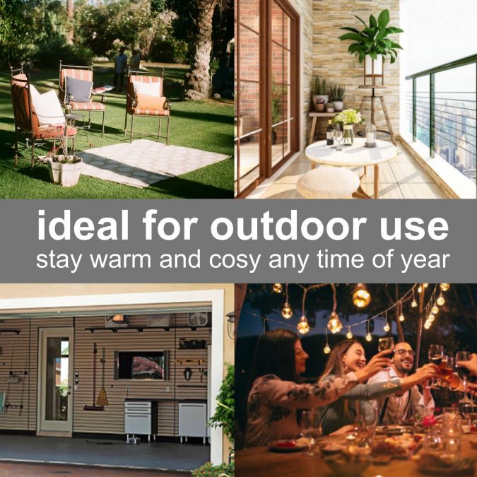 2KW Outdoor Ceiling Mounted Hanging Halogen Electric Garden Patio Heater, 2000W, IP24 Rated, with 2 Power Settings