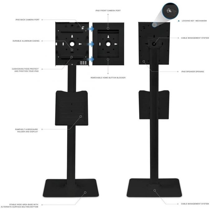 iPad 2 3 4 Anti Theft Secure Floor Stand Lockable Exhibition Display ...