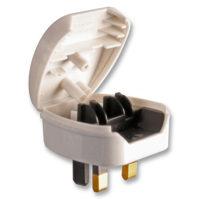 Ex-Pro Euro European Converter Plug with power connections White / 3amp - easily convert European 2pin mains lead