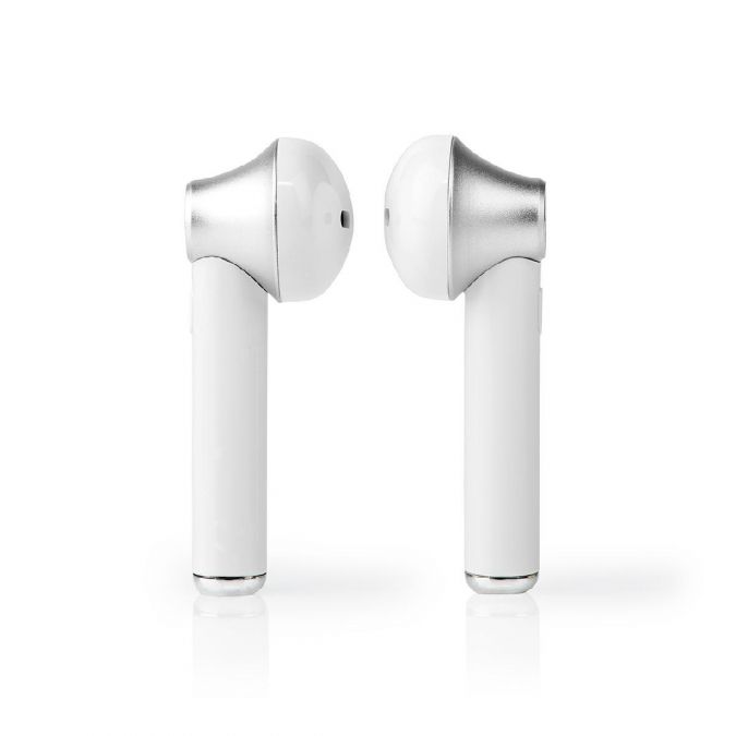 Wireless Earphones, Bluetooth 5.0 Stereo In Ear True Wireless Earbuds Headphones with Built In Mic, Voice Control, 3 Hrs Playtime and Quick Charging Case - White/Silver