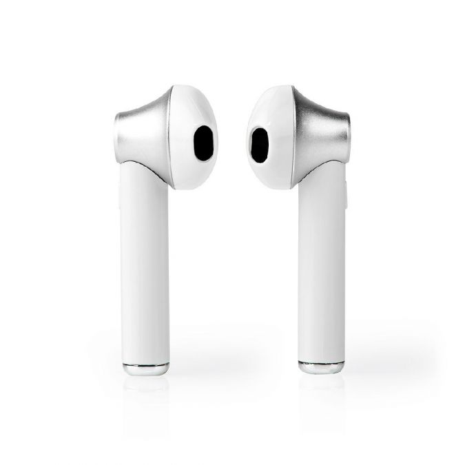 Wireless Earphones, Bluetooth 5.0 Stereo In Ear True Wireless Earbuds Headphones with Built In Mic, Voice Control, 3 Hrs Playtime and Quick Charging Case - White/Silver