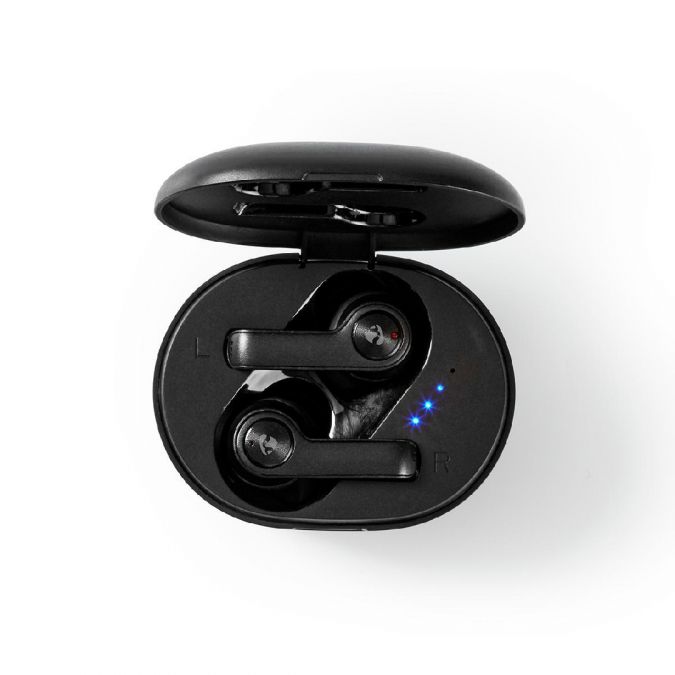 Wireless Earphones, Bluetooth 5.0 Stereo In Ear True Wireless Earbuds Headphones with Built In Mic, Voice and Touch Control, 3.5 Hrs Playtime, Battery Cable and Quick Charging Case - Black