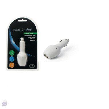 Ex-Pro USB White 12v In-Car in Car Charger Charge - Connect your USB Cable to your card Cigarette adapter.