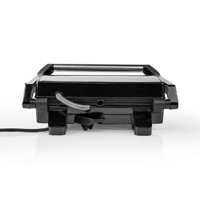 Compact 1600W Electric Table Top Grill, Panini Sandwich Press, Toastie Maker, with Non Stick Coated Plates, Drip Tray and Automatic Temperature Control - Black/Silver