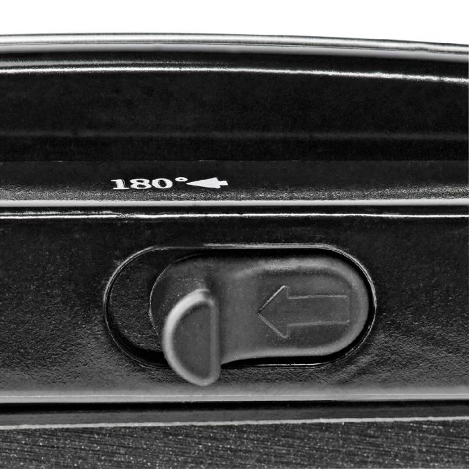 Compact 1600W Electric Table Top Grill, Panini Sandwich Press, Toastie Maker, with Non Stick Coated Plates, Drip Tray and Automatic Temperature Control - Black/Silver