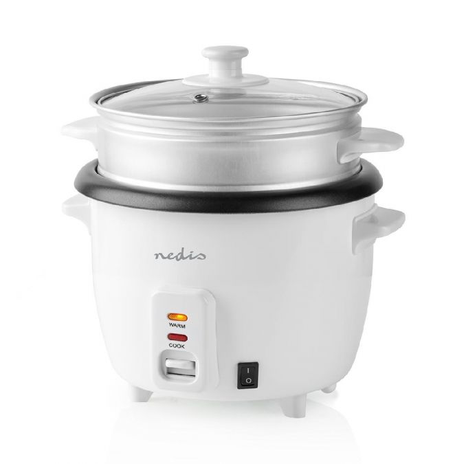 Rice Cooker 1L Steamer Cooking Pot Non Stick Electric 400W Keep Warm Function - Whiite