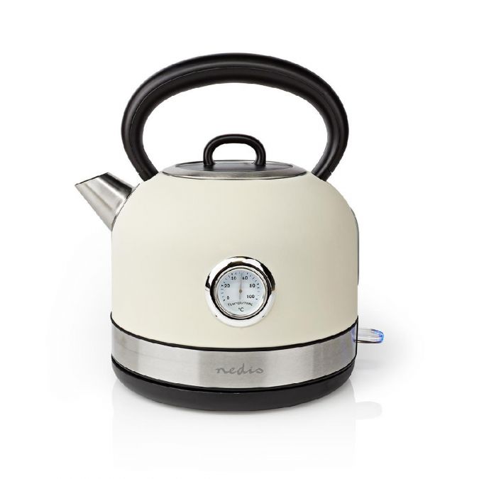 Retro Electric Kettle with Thermometer - White