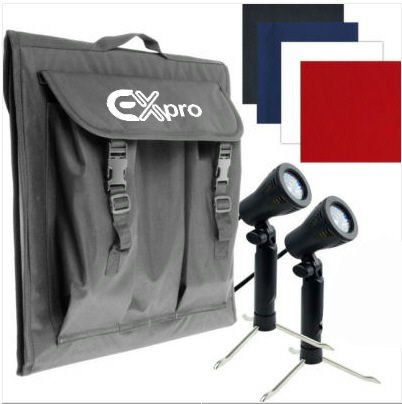 Ex-Pro® SMLED Product Photo Soft Box Cube studio set - 20" x 20" / 50cm x 50cm, 2 x Daylight Lamps & Case
