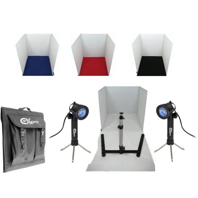 Ex-Pro® SMLED Product Photo Soft Box Cube studio set - 20" x 20" / 50cm x 50cm, 2 x Daylight Lamps & Case