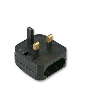 Ex-Pro Euro European Converter Plug with power connections Black / 5amp - easily convert European 2pin mains lead