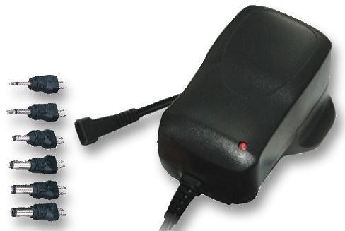 Ex-Pro Fixed Voltage replacement AC DC Plug in Power supply - Regulated - 5v DC 1000mA max current. 6 Popular DC type plus and 2 Jack type plugs.