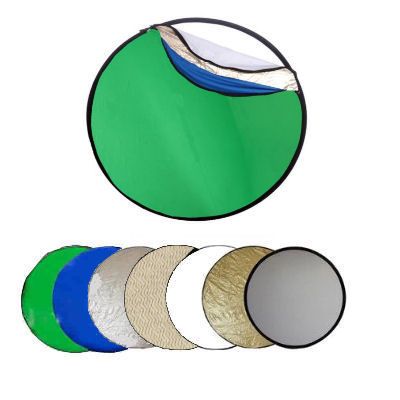 Ex-Pro 7 -in- 1 Photographic Light Reflector - 23" (58cm) Silver, Gold, Silver/Gold, White, Green, Blue & Translucent, Collapsible.