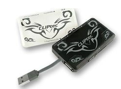 3 Ports Splitter USB 2.0 Hub with Integrated Multi Card Reader - White