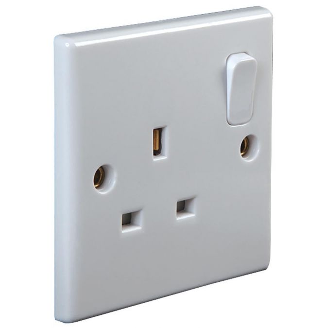 1 Gang 13a Single Pole Plug Electric Wall Socket Switched With Rounded Edgeched 1g 13a Pk5 6394