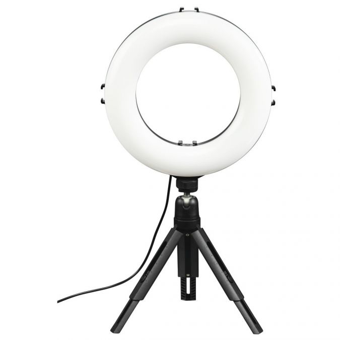 Mini Desktop 8" LED Selfie Ring Light with Extendable Tripod Stand & Flexible Phone Holder for Live Stream, Makeup Tutorial, Video, Photography and more