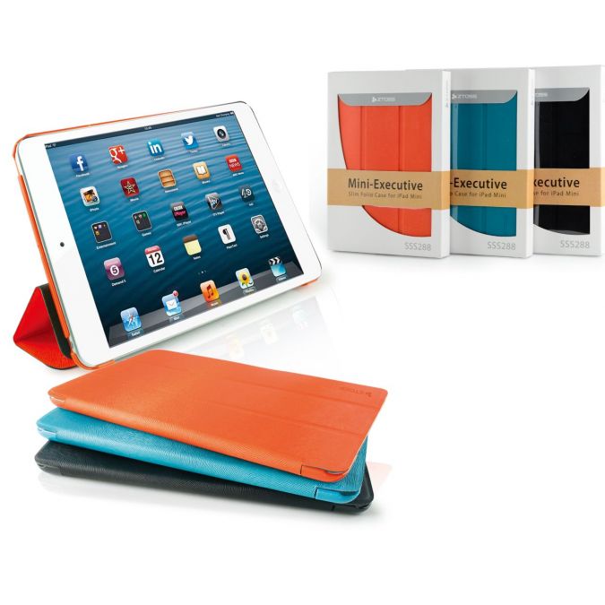 CLiPtec® ZTOSS Mini-Executive Slim Folio Case for iPad Mini, integrated magnetic wake up - Blue