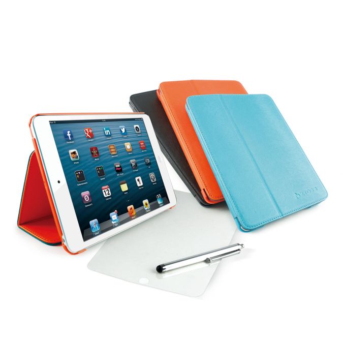 CLiPtec® ZTOSS Mini-Workstation Slim Folio Case with Stylus and Screen Protector for iPad Mini - Orange