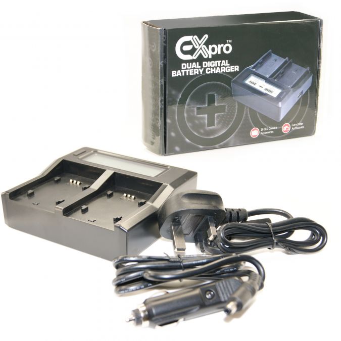 Ex-Pro® JVC DUAL LCD Camcorder Mains battery charger for JVC BN-VF808, BN-VF815, BN-VF823