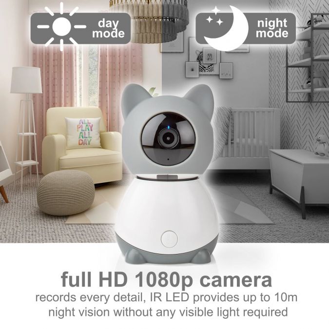 Smart Wi-Fi Indoor Camera, 1080p HD Security IP Cat Cam with Night Vision, Motion Detection, 2-Way Audio, Cloud/MicroSD Storage and Climate Sensor, for Home Pet Baby