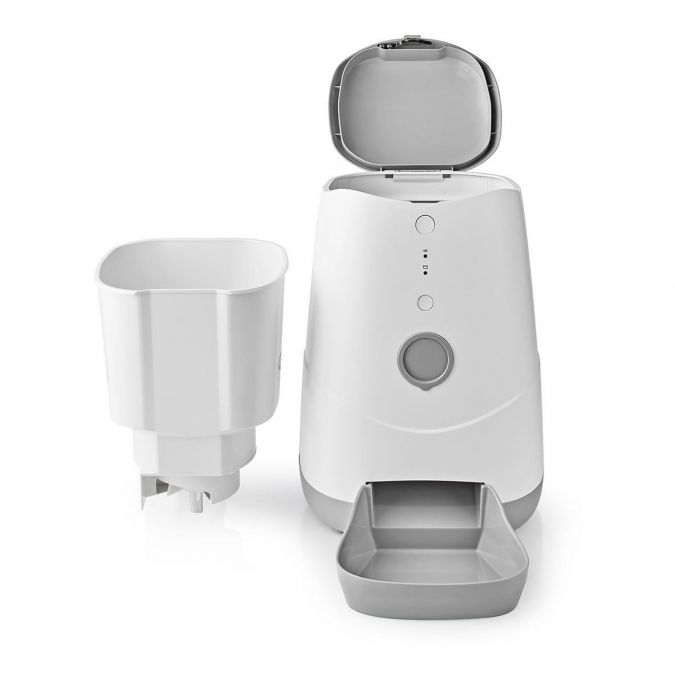 Smart Wi-Fi Pet Feeder, 3.7L Automatic Food Dispenser with Portion Control, Sensor, Programmable Time, and App Control, for Dogs, Cats, Rabbits, and Small Animals - White