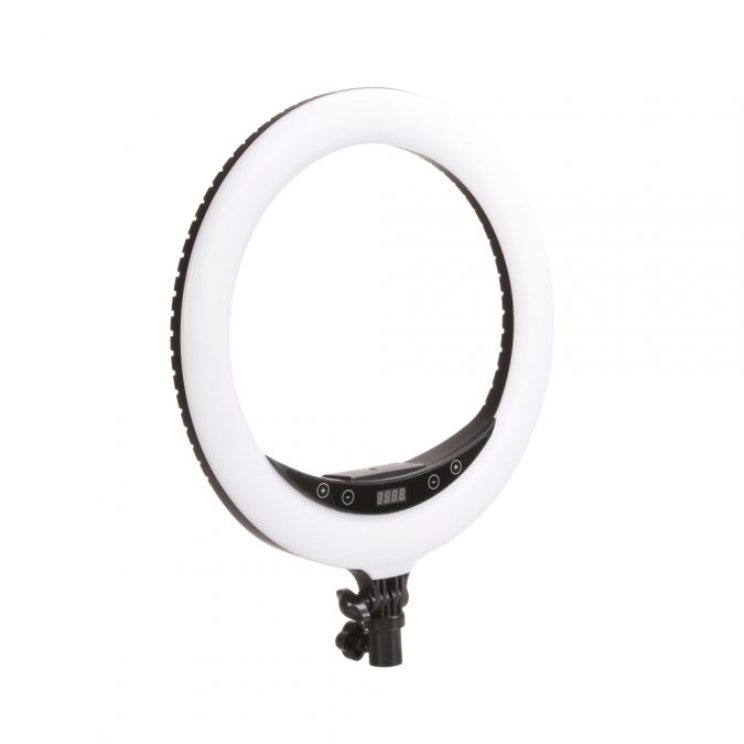 Ex-Pro Yakephoto 14" LED Ring Light Kit 25W 3200K-5700K CRI 95+ Dimmable + Carry Case and Accessories for Video Shooting Portrait Photography