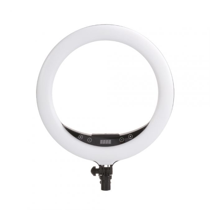 Ex-Pro Yakephoto 14" LED Ring Light Kit 25W 3200K-5700K CRI 95+ Dimmable + Carry Case and Accessories for Video Shooting Portrait Photography