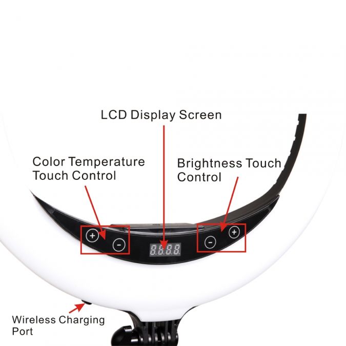 Ex-Pro Yakephoto 14" LED Ring Light Kit 25W 3200K-5700K CRI 95+ Dimmable + Carry Case and Accessories for Video Shooting Portrait Photography