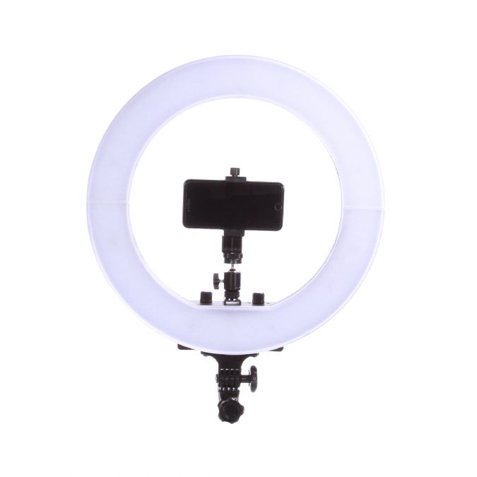 Ex-Pro Yakephoto 18" LED Ring Light Kit 48W 3200K-5700K CRI 95+ Dimmable + Carry Case and Accessories for Video Shooting Portrait Photography