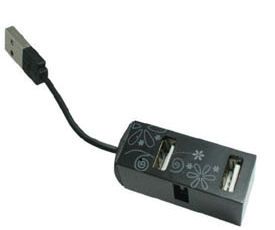 CLiPtec® 4 Port Mini USB 2.0 Hub - Black