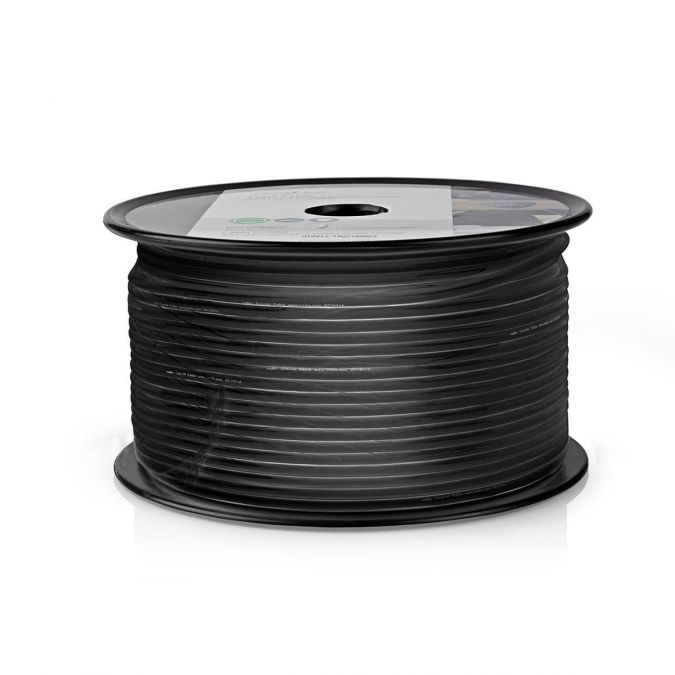 Coax Cable On Reel, RG174, 50 Ohm, Single Shielded, ECA, 100.0 m, Coax, PVC, Black