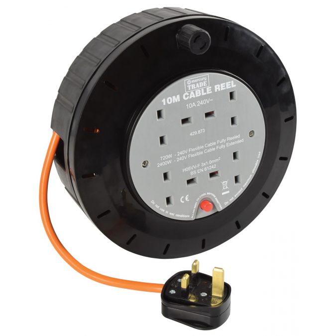 4 Way Mains Socket Extension Reel with Thermal Cut Out