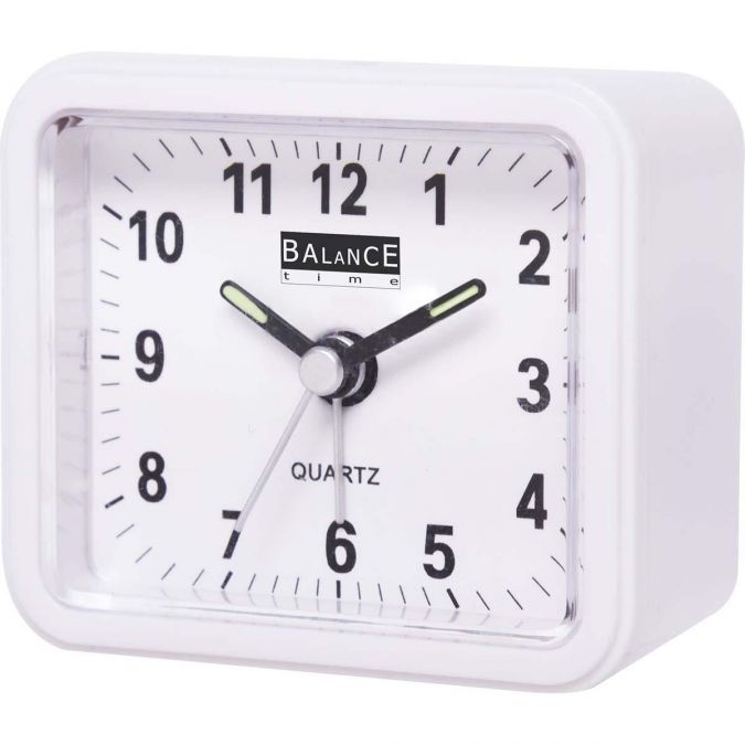 Traditional Easy Read Desk Travel Alarm Clock Analogue White