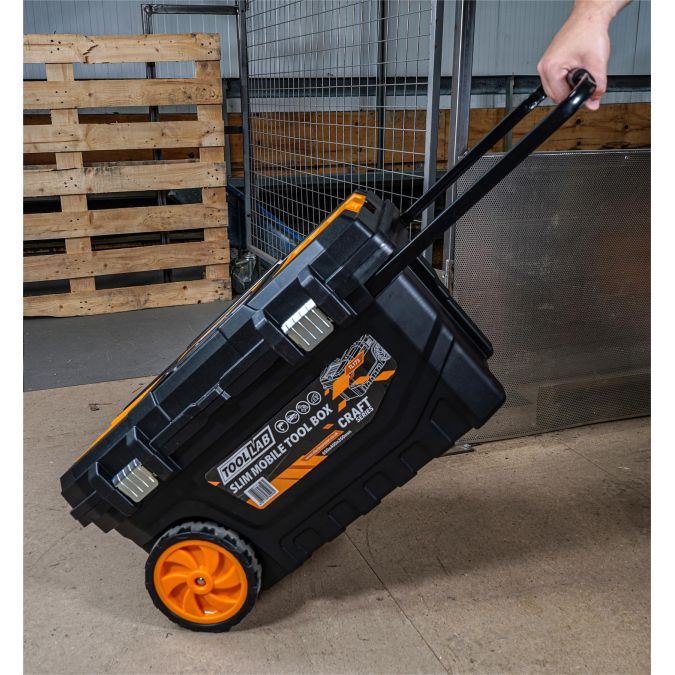 Portable Tool Box with Wheels - Stackable 2-in-1 Tool Chest with Fold-Down Comfort Handles, Tough Latches, and Removable Storage Trays by ＿並行輸入品 STANLEY 3 in 1 Rolling Work Centre Toolbox with Pull Handle