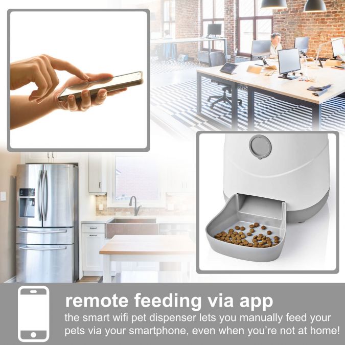 Smart Wi-Fi Pet Feeder, 3.7L Automatic Food Dispenser with Portion Control, Sensor, Programmable Time, and App Control, for Dogs, Cats, Rabbits, and Small Animals - White