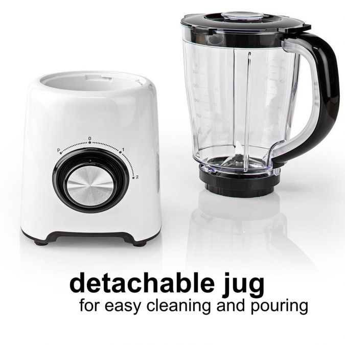 Table Top Blender, 800W, with 1.5L Plastic Jug, 2 Speed Settings and Pulse Function, Ideal for Fruit Juice, Vegetables, Soup, Smoothies, Protein Shakes and more - White