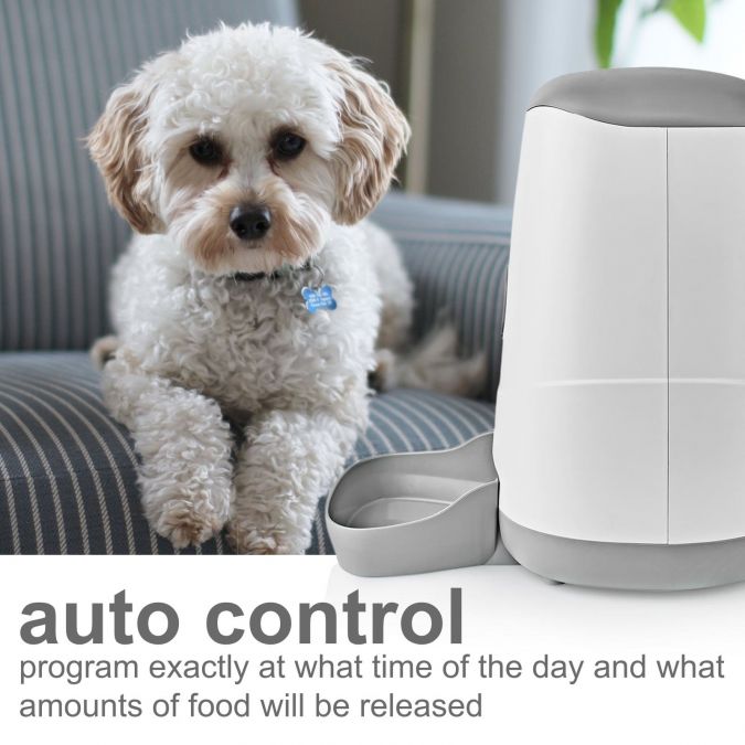 Smart Wi-Fi Pet Feeder, 3.7L Automatic Food Dispenser with Portion Control, Sensor, Programmable Time, and App Control, for Dogs, Cats, Rabbits, and Small Animals - White