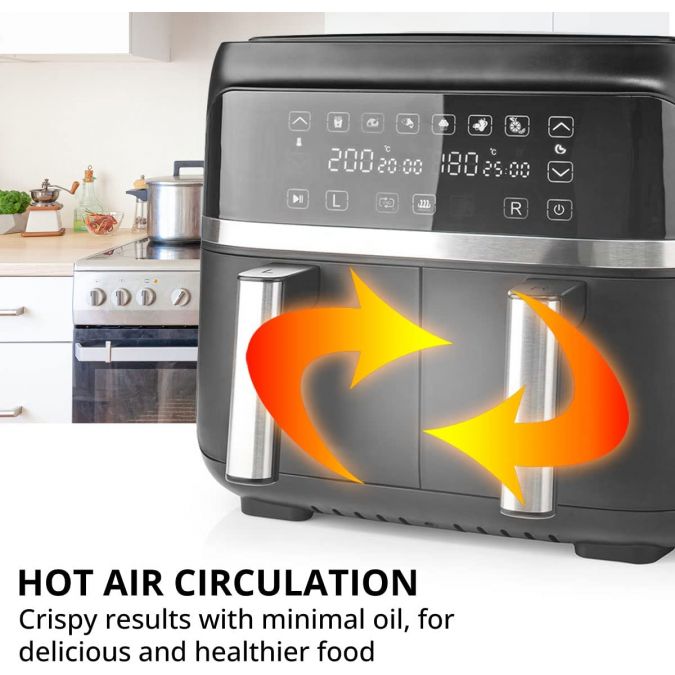 Hot Air Fryer, 2x3.8 l, Timer: 60 min, Digital