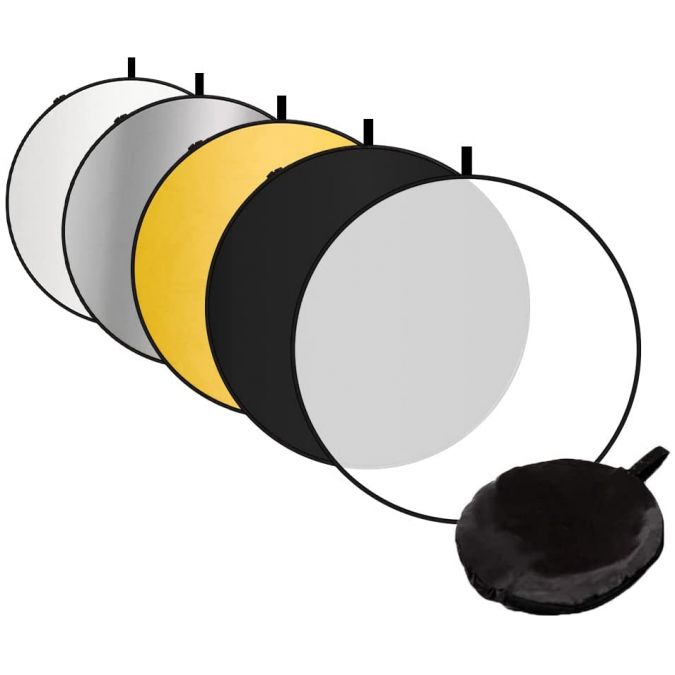 5 in 1 Portable Reflector Diffuser 23" 58cm Multi Camera Lighting with Carrying Case for Photo Studio