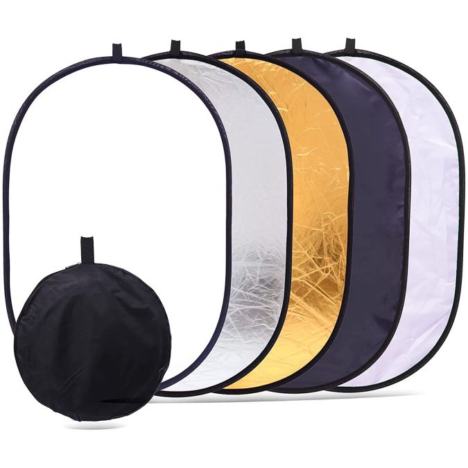5 in 1 Portable Reflector Diffuser 39" x 59" (100cm x 150cm) Multi Camera Lighting with Carrying Case for Photo Studio