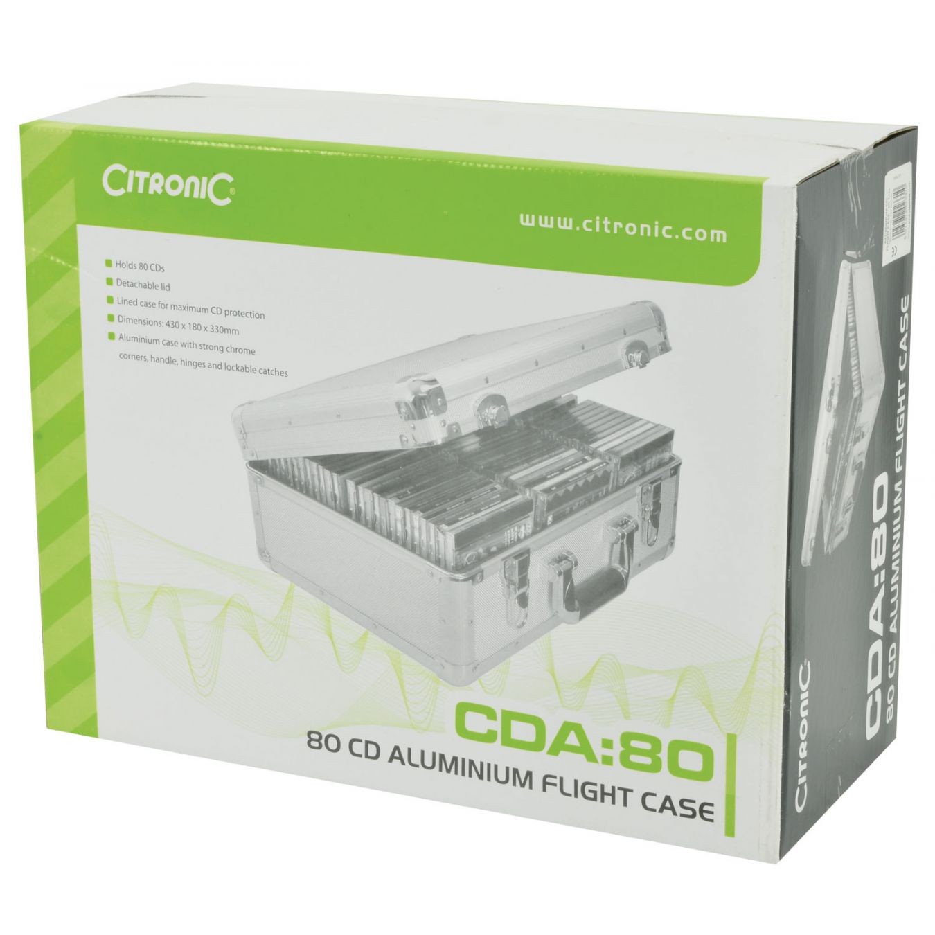 Citronic Aluminium Metal CD Storage Box Flight Carry Case Holds 80