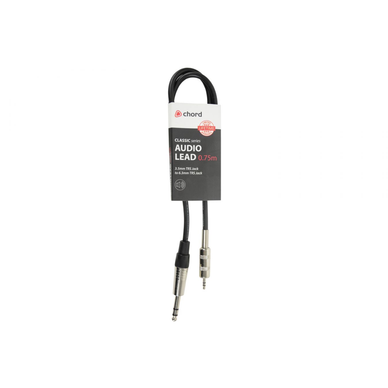 chord Classic Audio Leads 6.3mm TRS Jack Plug 3.5mm TRS Jack Plug
