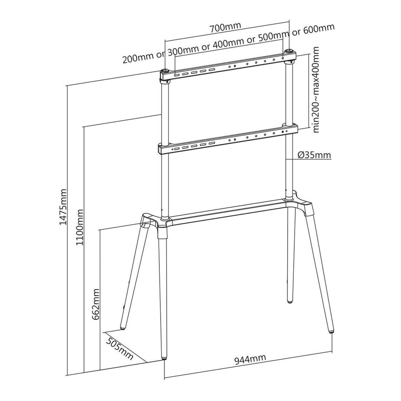 BOXED2ME | TV Floor Stand | For 60-75