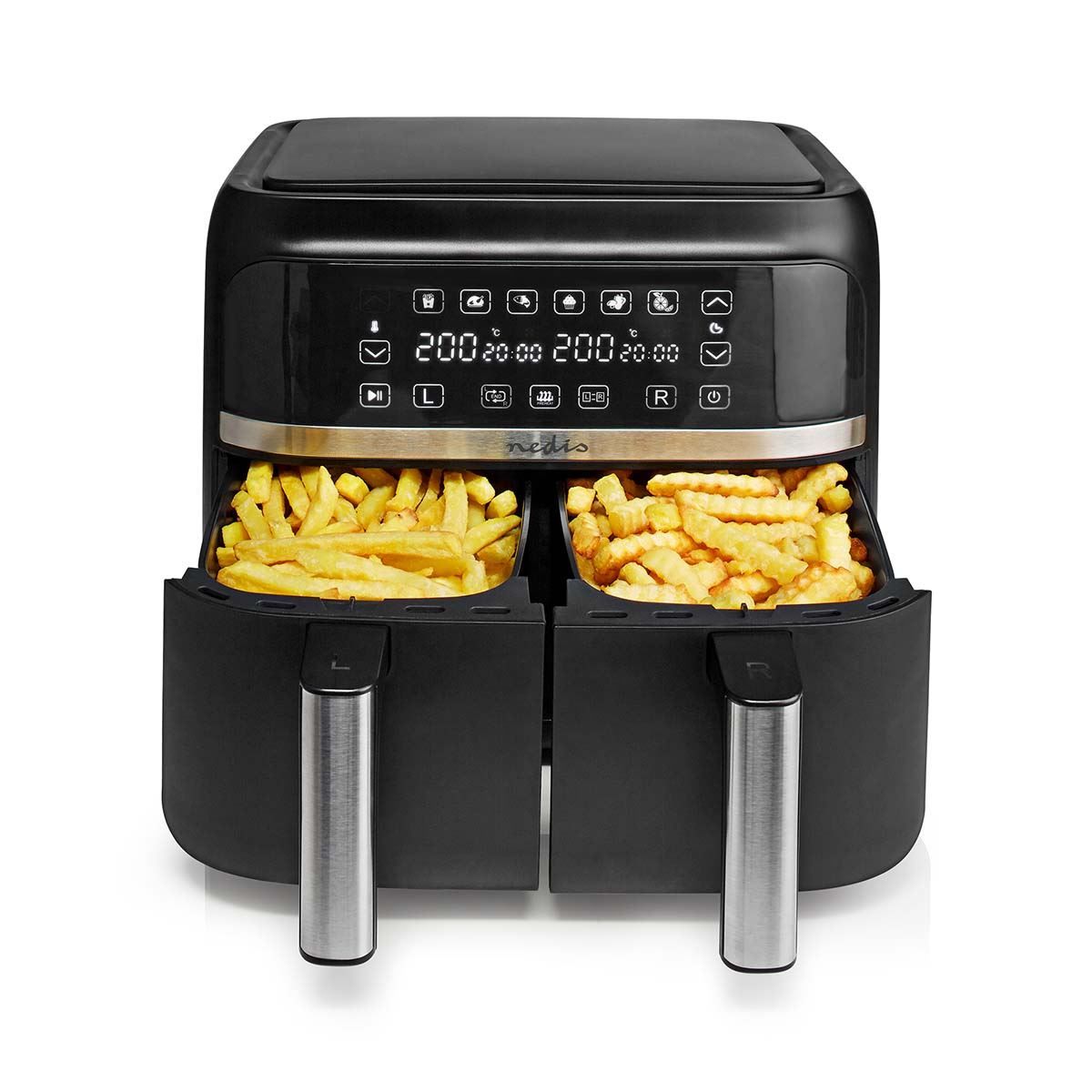 Digital 7.6l Dual Basket Large Air Fryer With Timer & 6 Functions