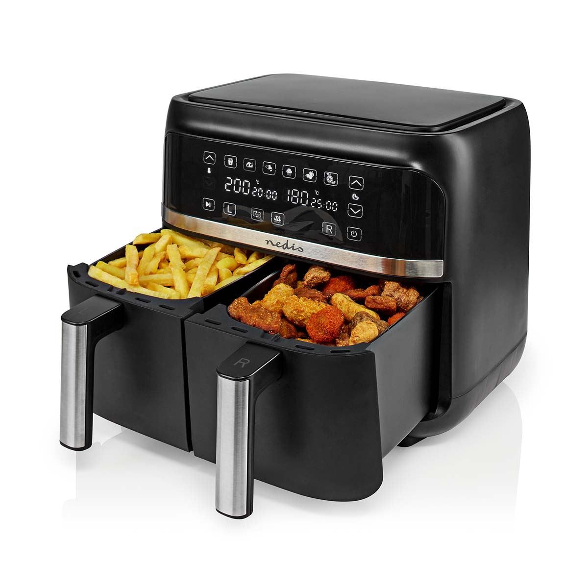 Digital 7.6L Dual Basket Large Air Fryer with Timer & 6 Functions