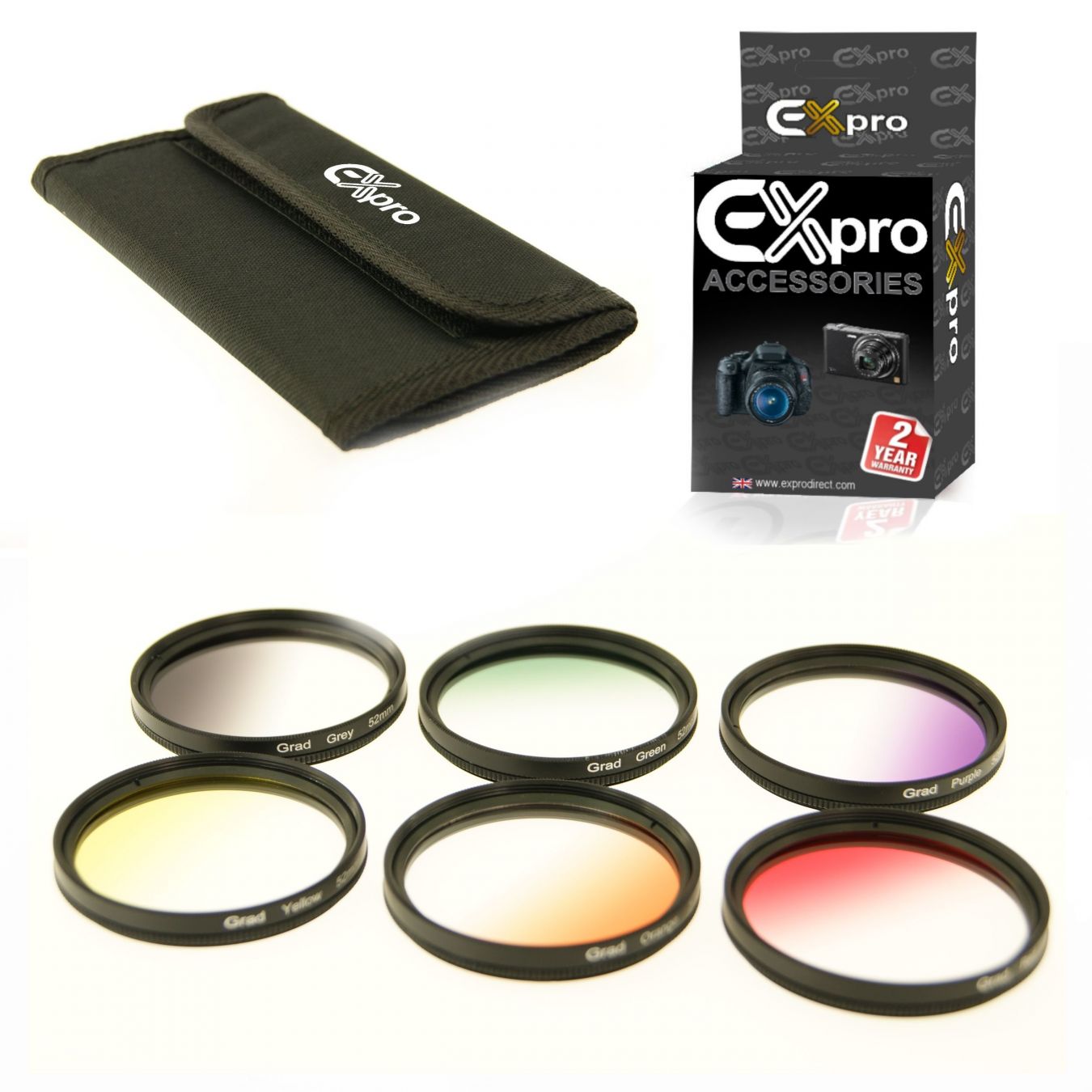 ExPro 52mm Graduated Colour Filter Set 6 Piece Filter Kit with Case